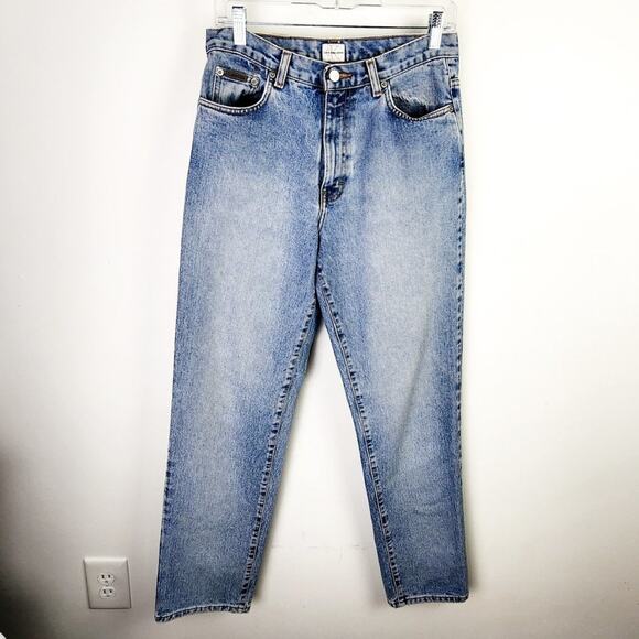 Calvin Klein Light Wash Straight Leg High Rise Rigid Denim Jeans Size 8 Grunge - Picture 1 of 5
